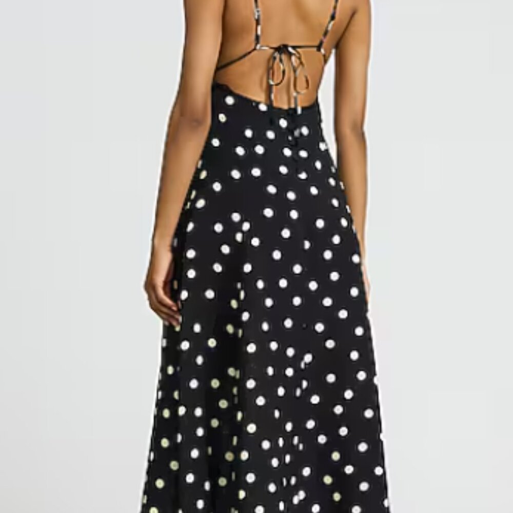 NWT Express Polka Dot Tie Back Fit & Flare Midi Dress - Picture 2 of 2